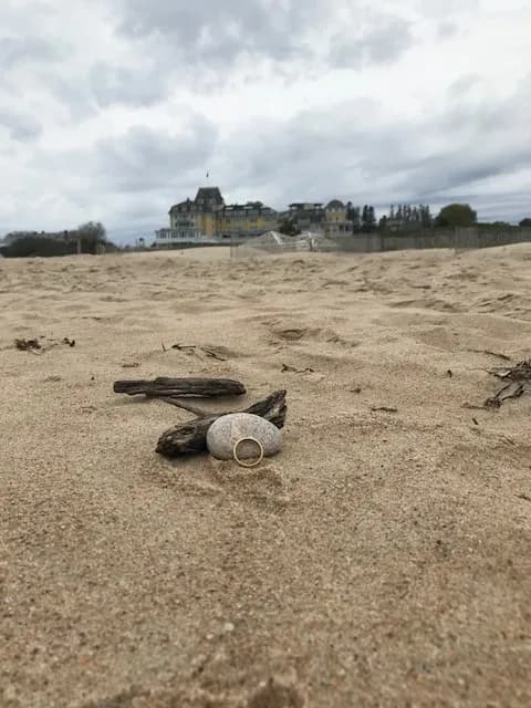 Searching the beach at Watch Hill, RI